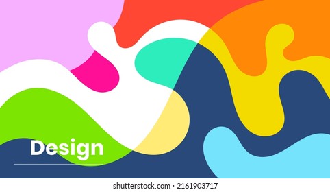 Abstract fluid summer colorful  background vector design. Wallpaper banner, magazine, social media, creative album, art cover editable layout illustration template.