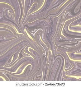 Abstract fluid swirl in muted purple and golden hues with metallic effect. Ideal for backgrounds, textures, and digital artwork.