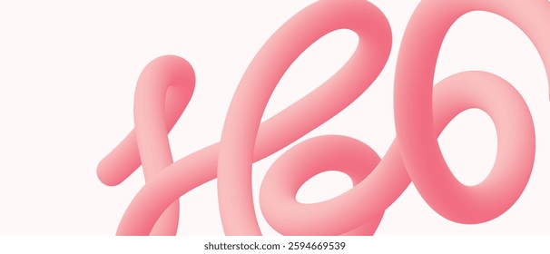 Abstract fluid swirling 3d pink shape, linear fluid spirals banner template, vector illustration.