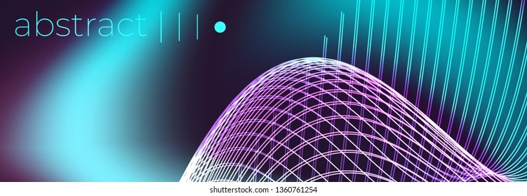 Abstract fluid techno smoky backdrop vector with geometric blended curved crossed lines. Glowing elements. Vibrant view background.