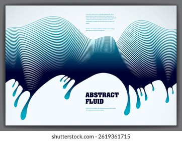 Abstract fluid vector background with colorful liquid drops wave. 3d colorful gradient motion art. Lined texture, dynamic surface, curve lines, flow shape.