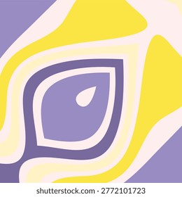 An abstract, fluid vector background featuring organic, eye-like shapes in a retro pastel palette of purple, yellow, and cream.