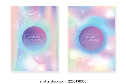 Abstract Fluid. Vibrant Flyer. Minimal Texture. Dynamic Dots. Tech Screen. Hologram Pattern. Violet Soft Design. Space Iridescent Magazine. Blue Abstract Fluid