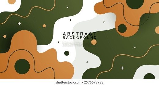 Abstract fluid wave background with green and brown color background. Liquid shapes concept. Eps10 vector