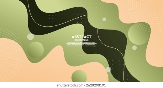 Abstract fluid wave background with green and brown color background. Liquid shapes concept. Eps10 vector