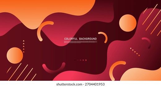Abstract fluid wave background with orange and red color combination design. Trendy patterned banner background. Vector Eps10
