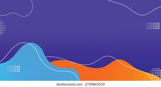 Fondo de onda fluida Abstractas con Formas orgánicas y patrones de punto de semitono para páginas de aterrizaje de Web modernos y marketing de marca creativa.
