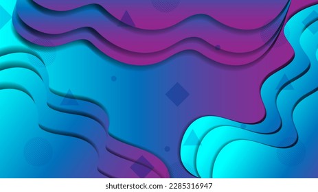 Abstract Fluid Wave Blue Purple Color Papercut Background Poster Vector multiple platform