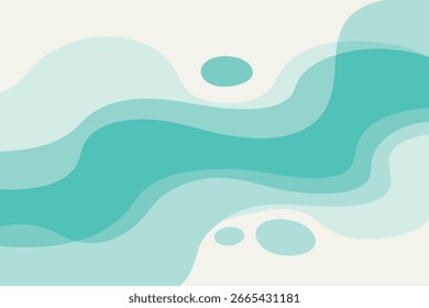 Abstract fluid wave pattern in turquoise and light blue tones on a white background, creating a smooth and modern minimalist design.