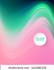 Abstract fluid waveform on a pink green background. Idea for your project.