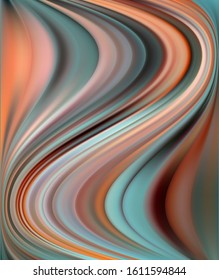 Abstract fluid waveform orange turquoise background. Idea for your project.