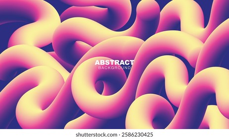 Abstract Fluid Waves Background in Vibrant Gradient Colors, Gradient curve line background, twisted line wallpaper, decorative vector illustration