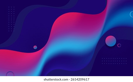 Abstract Fluid Waves in Blue and Pink