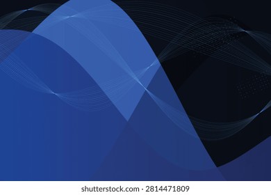 Abstract fluid waves in deep blue gradient hues