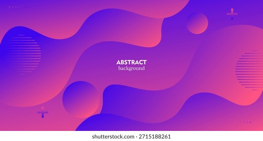 Ondas fluidas Abstractas sobre un fondo de gradiente púrpura y azul. Diseño de color dinámico con un concepto de patrón de moda. Vector eps10