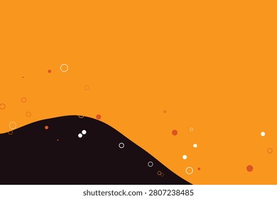 Abstract fluid waves with scattered glowing orbs on orange-black gradient