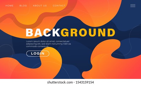 Abstract fluid website landing page background. Red, orange, and dark blue colors theme. used for wallpaper, presentation, and banner. Eps10 design illustration
