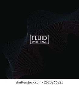 Abstrait fluide arrière-plan filaire pour marque et présentation sur site web numérique ou marketing mobile avec couleur moderne sur fond carré foncé 82