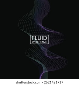 Abstrait fluide arrière-plan filaire pour marque et présentation sur site web numérique ou marketing mobile avec couleur moderne sur fond carré foncé 87