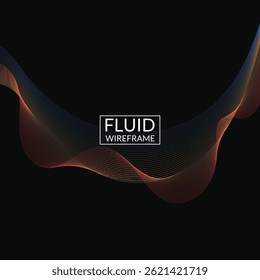 Abstrait fluide arrière-plan filaire pour marque et présentation sur site web numérique ou marketing mobile avec couleur moderne sur fond carré foncé 93