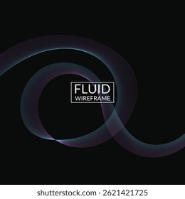 Abstract fluid wireframe background for branding and presentation on digital website or mobile marketing with modern color on dark square background 89