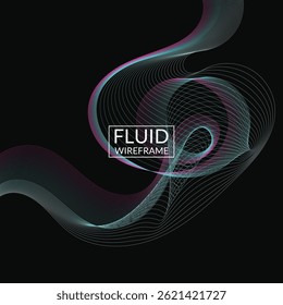 Abstrait fluide arrière-plan filaire pour marque et présentation sur site web numérique ou marketing mobile avec couleur moderne sur fond carré foncé 90
