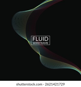 Abstrait fluide arrière-plan filaire pour marque et présentation sur site web numérique ou marketing mobile avec couleur moderne sur fond carré foncé 94