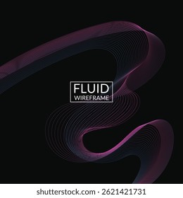 Abstrait fluide arrière-plan filaire pour marque et présentation sur site web numérique ou marketing mobile avec couleur moderne sur fond carré foncé 86