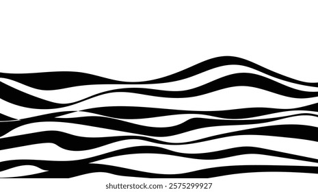 abstract fluidity black and white stripes wave pattern design cover background