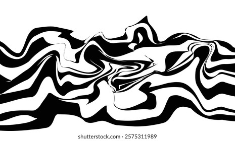 abstract fluidity black and white stripes wave pattern design cover background