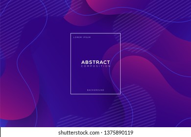 Abstract fluids background composition with purple color and dynamic shape. Trendy Geometric Background Template.