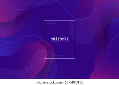 Abstract fluids background composition with purple color and dynamic shape. Trendy Geometric Background Template.