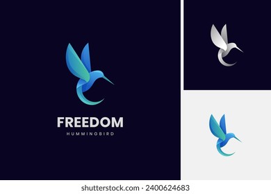 cosecha del logotipo del colibrí de la mosca abstracta. símbolo de contorno del logotipo de ave de colibri de belleza, plantilla del logotipo del vector de aves de libertad