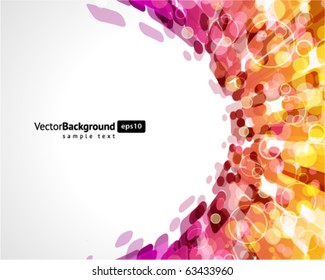 Abstract fly rounded shapes with bokeh vector background
