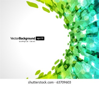 Abstract fly rounded shapes with bokeh vector background