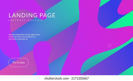 Abstract Flyer. Afiche moderno. Geometría horizontal. Sitio Web Futurista. Tapa azul de Memphis. Diseño de la neón. Marco de moda. Art Landing Page. Volante abstracto de magenta