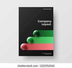 Abstract flyer A4 design vector template. Creative 3D balls book cover illustration.