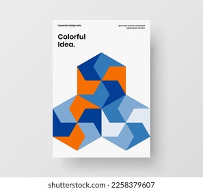 Abstract flyer A4 design vector concept. Clean geometric hexagons corporate identity template.