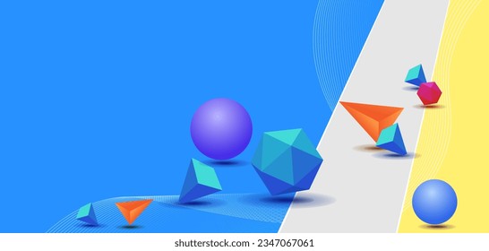 abstract flyer background concept with dinamic waves and 3d block shape
