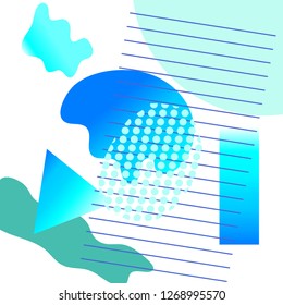Abstract flyer or banner design background. Isolated gradient waves with geometric lines, dots and with Fluid  design elements.Vector illustration.Brochure template. Modern graphic design.