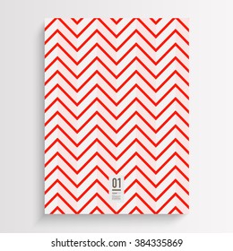 Abstract flyer or book cover design with red and white zig-zag pattern background and your text 
Eps 10 stock vector illustration 