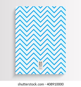 Abstract flyer or book cover design with blue and white zig-zag pattern background and your text 
Eps 10 stock vector illustration 