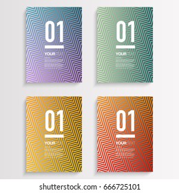 Abstract flyer or book cover design set with zig-zag pattern background and your text 
Eps 10 stock vector illustration 
