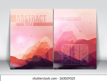 Abstract Flyer Brochure Design Template with Geometric Mountains Background - Vector Illustration