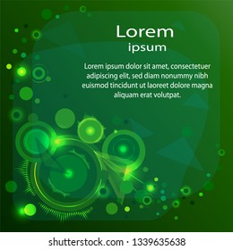 Abstract flyer brochure template design background, simple geometric shapes on green, straight lines and blocks.