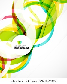 Abstract flyer brochure template design background, simple geometric shapes on white, swirls and waves