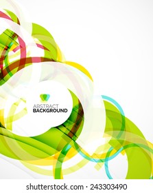 Abstrakter Flyer, Broschüren, Designhintergrund, einfache geometrische Formen auf Weiß, Wellen und wirbeln