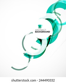 Abstract flyer brochure template design background, simple geometric shapes on white, swirls and waves