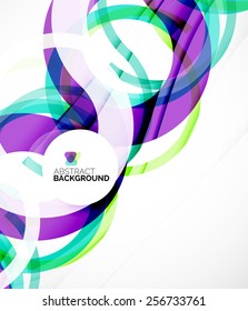 Abstract flyer brochure template design background, simple geometric shapes on white, swirls and waves