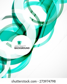 Abstract flyer brochure template design background, simple geometric shapes on white, swirls and waves